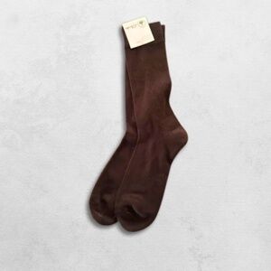 NWT Clarks Crew Sock Minimalist Stretch Ribbed Cuff Reinforce Toe Brown Men’s OS